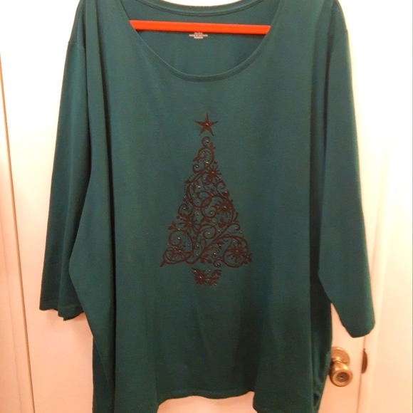 Catherines Tops - Catherines Green Holiday 3/4 Sleeve Tee